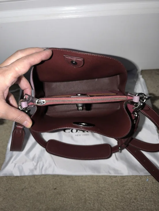 Coach Willow Bucket Shoulder Bag Colorblock Faded Purple Leather - Picture 12 of 16